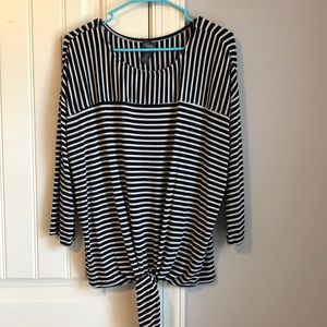 Chico’s Travelers black and white striped blouse